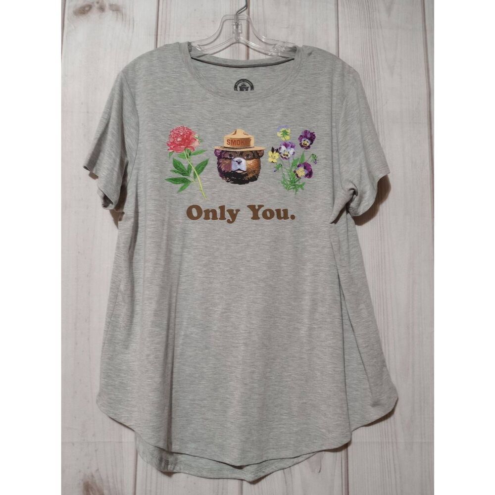 Smokey The Bear Shirt Ladies XXL Gray Tshirt Short Sleeve